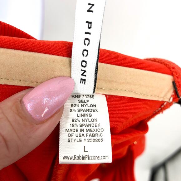ROBIN PICCON Women's Amy Halter Swim Top Large Red Rhubarb Cross Back NWT - Picture 9 of 13